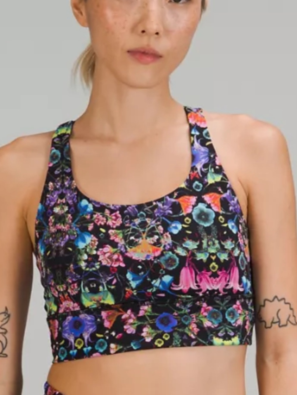 Lululemon Energy Bra Flower Scope Black Multi Floral Pattern Size 6